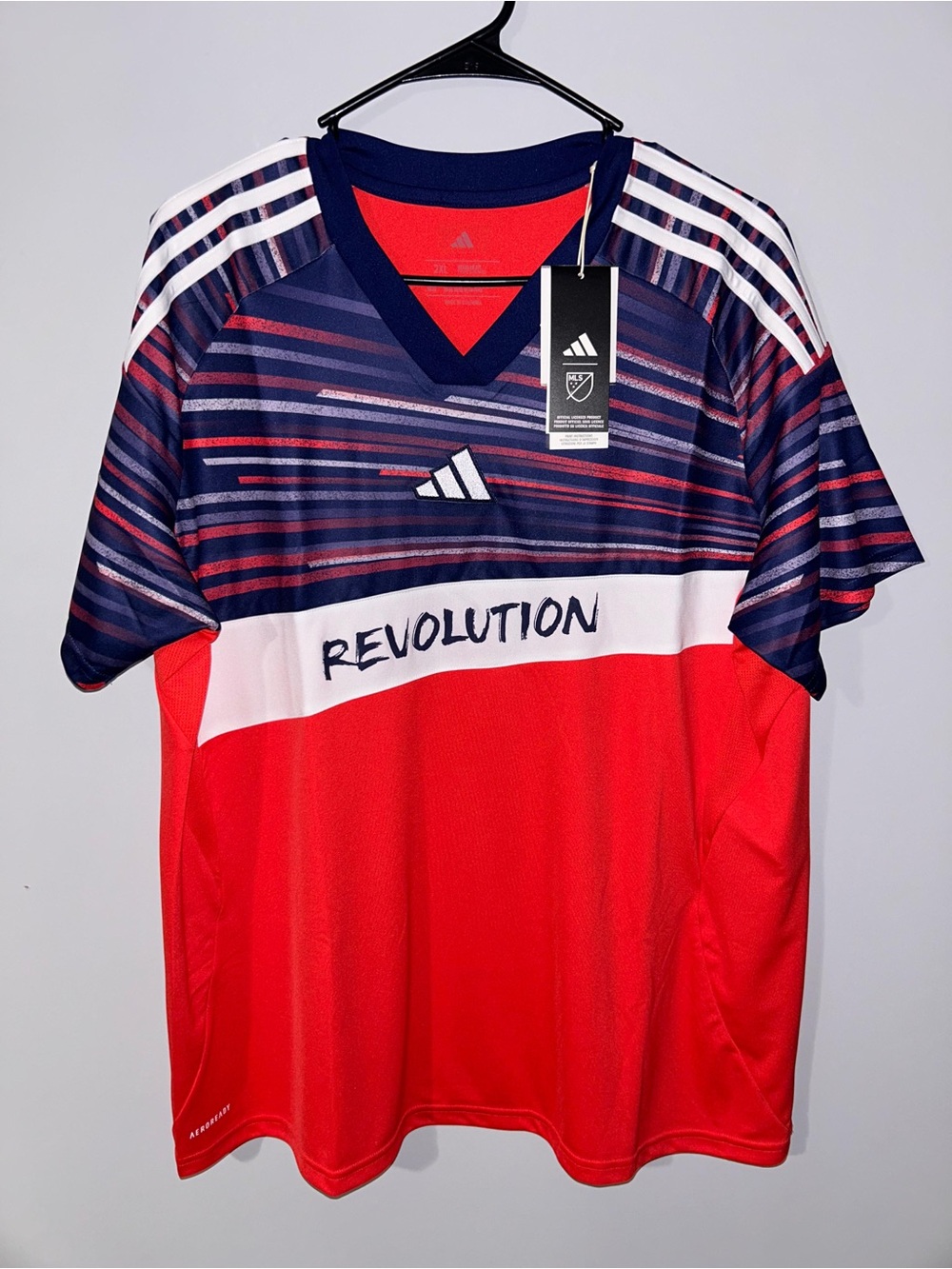 adidas Men’s Red and Navy New England Revolution Soccer Jersey Size 2XL